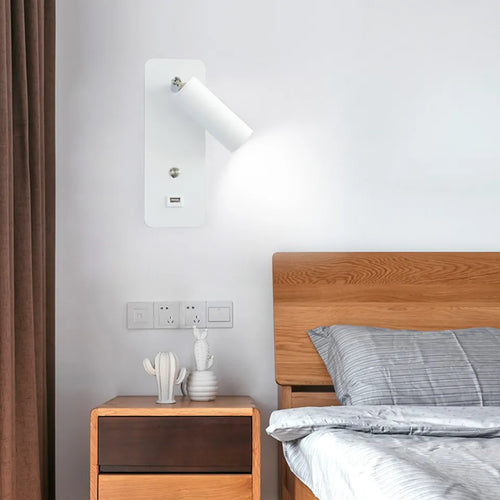 Applique murale LED lumières avec interrupteur et Interface USB mode 7W blanc noir applique luminaire couloir allée à côté de l'éclairage Art applique - vue 2 sur 9