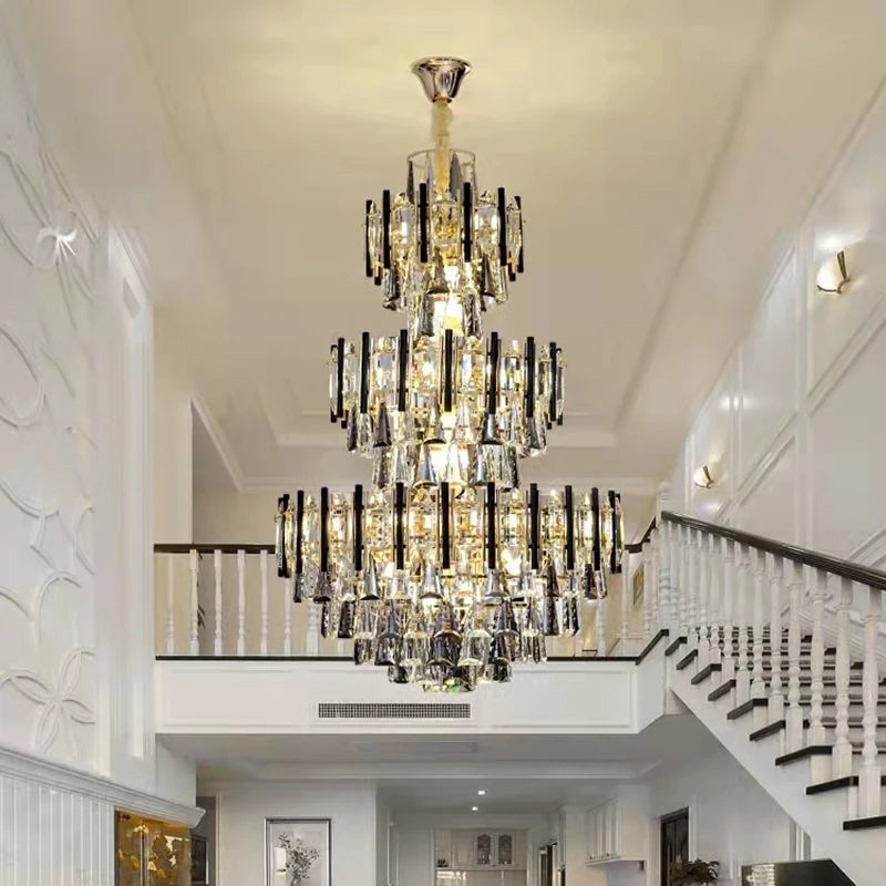 lustre en cristal de luxe pour escalier et hall d'hôtel - vue 6 sur 11