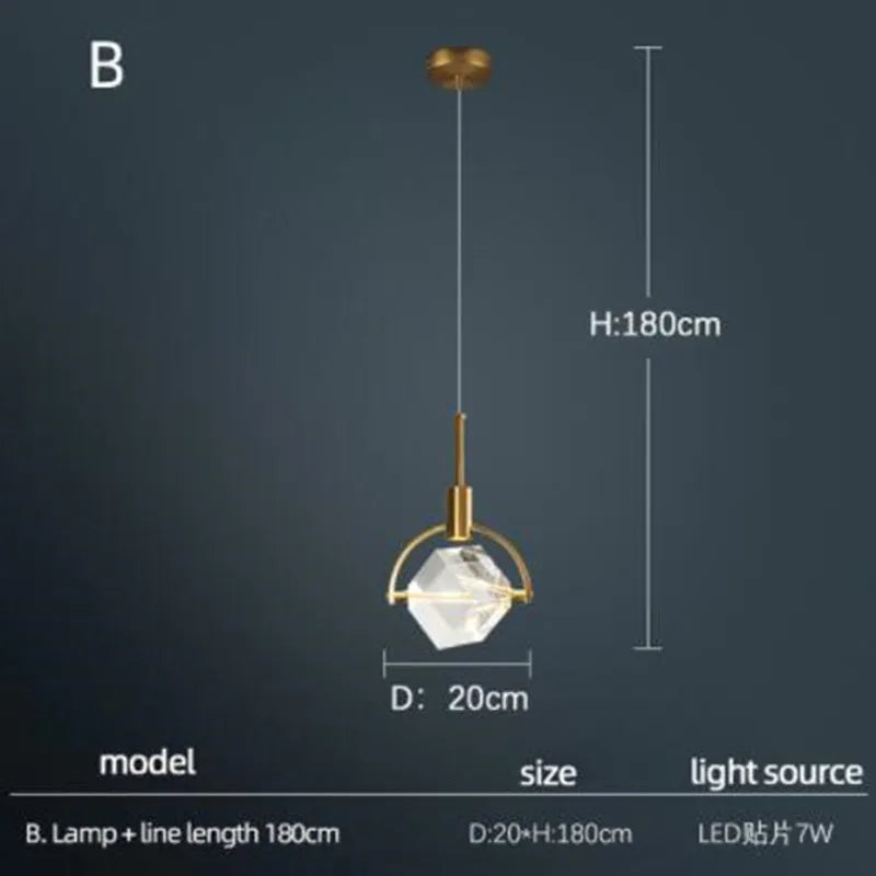 lampe nordique créative en cristal pour restaurant et bar - vue 9 sur 14
