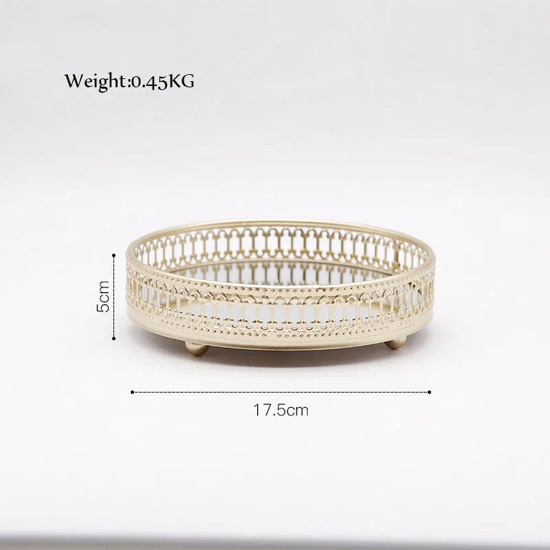 plateau de rangement bijou de luxe en fer et miroir - vue 8 sur 14