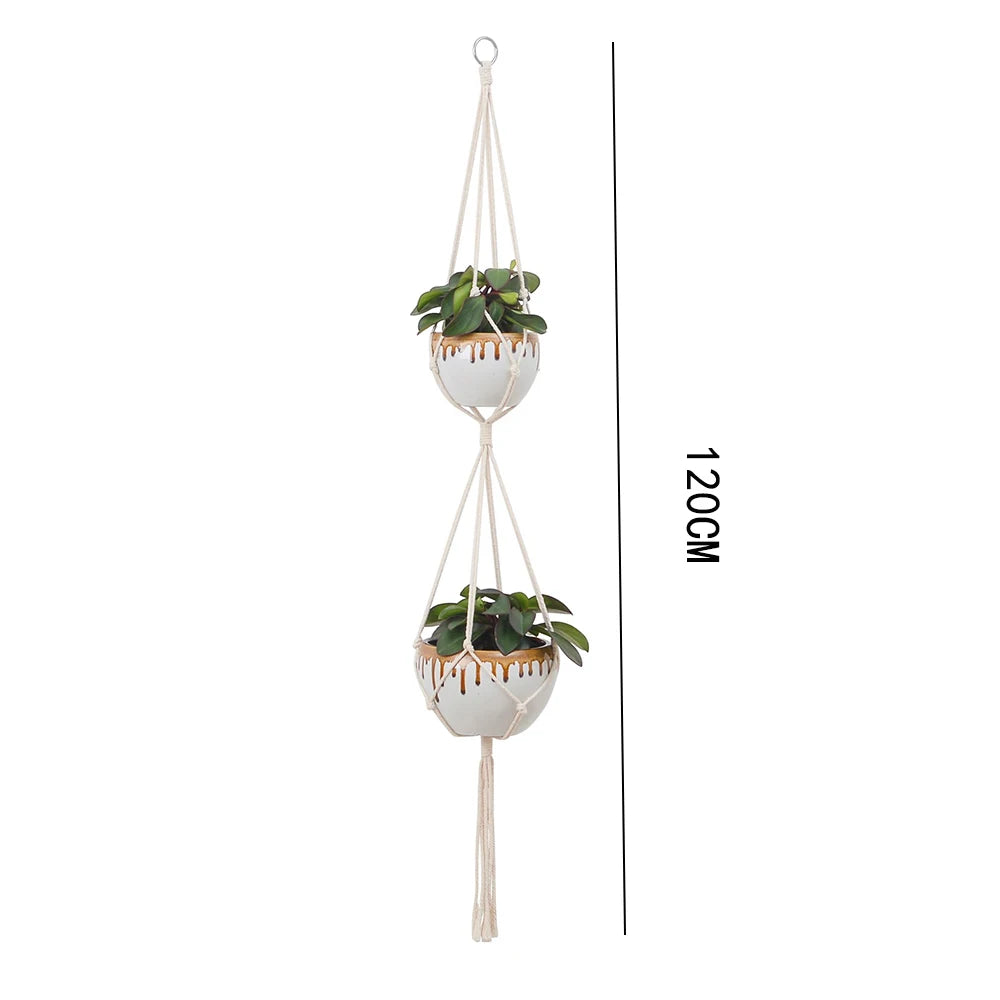 paniers suspendus en macramé pour plantes décoratives et jardinières