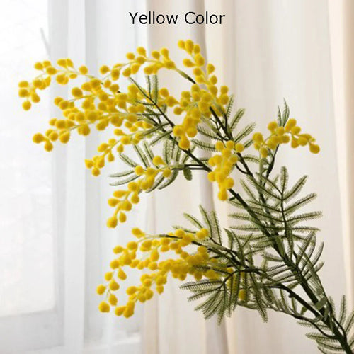 branche de mimosa artificielle avec feuilles de palmier tropicales - vue 3 sur 8