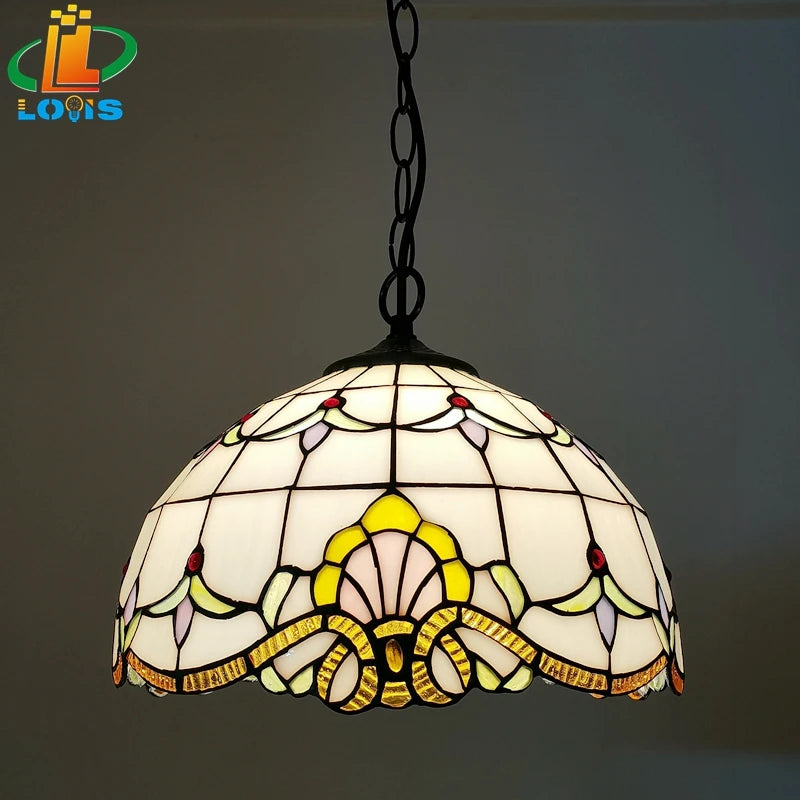 lustre tiffany antique pour restaurant café bar et allée - vue 19 sur 19