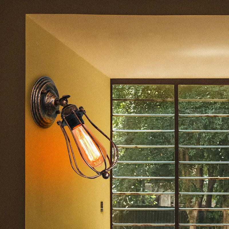 applique murale industrielle vintage avec abat-jour réglable et led