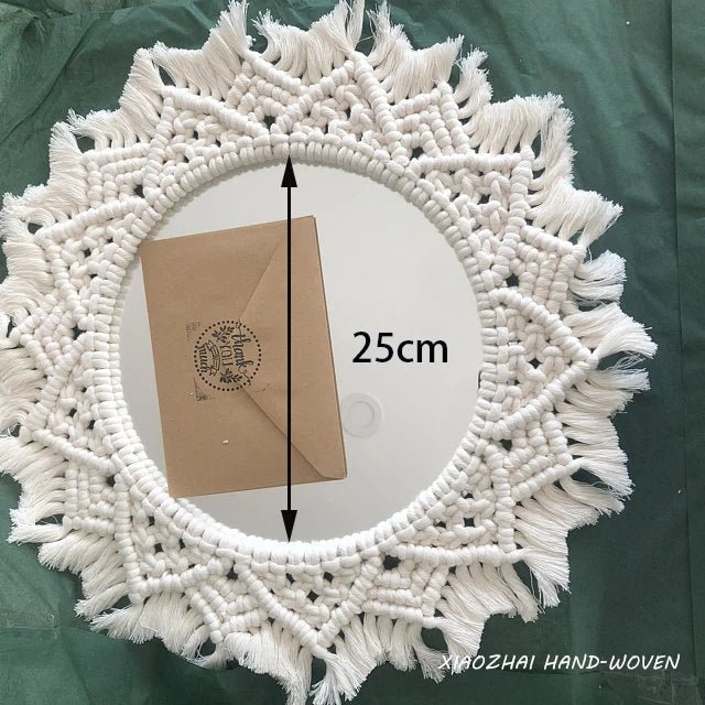 miroir décoratif en macramé style bohème pour décoration intérieure - vue 11 sur 11