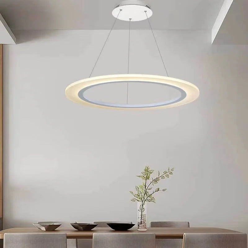 lustre circulaire minimaliste moderne avec éclairage led d'apprentissage