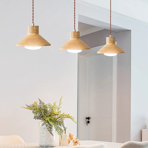 suspension luminaire led nordique moderne en bois pour décoration maison - vue 3 sur 7