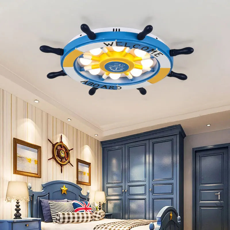 lustre méditerranéen en bois pour enfants avec led - vue 4 sur 10