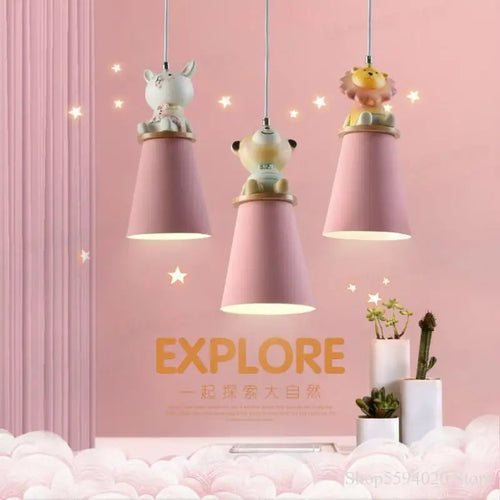 lustre créatif animal dessin animé pour chambre enfant - vue 3 sur 11