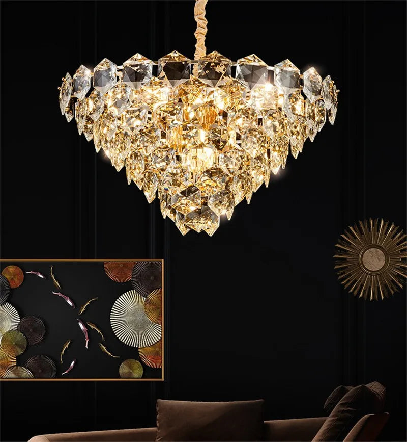 lustre suspendu à led en métal doré moderne et élégant pour éclairage intérieur