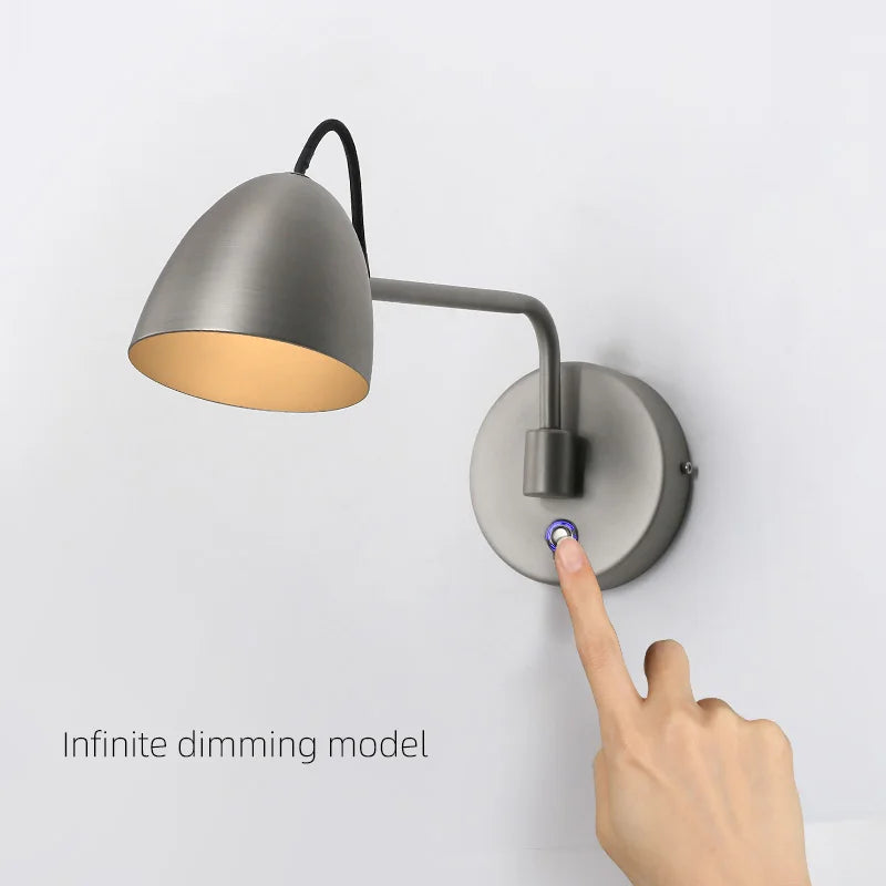 Applique murale led nickel interrupteur tactile réglable rotative - vue 6 sur 7