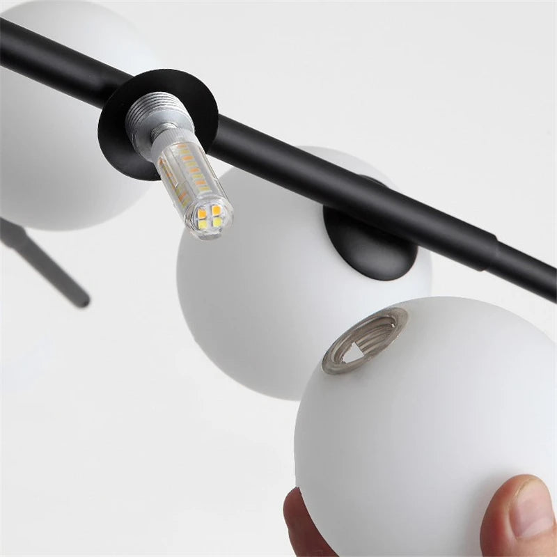 lustre led moderne en verre boule nordique pour bar café