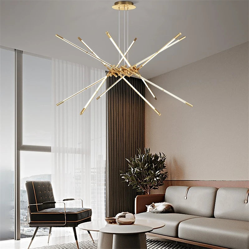 lustre moderne simple en cuivre de luxe suspendu