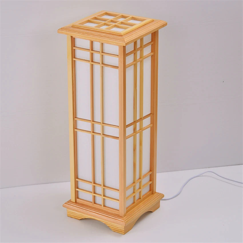 lampadaire tatami japonais moderne en bois massif led - vue 4 sur 7