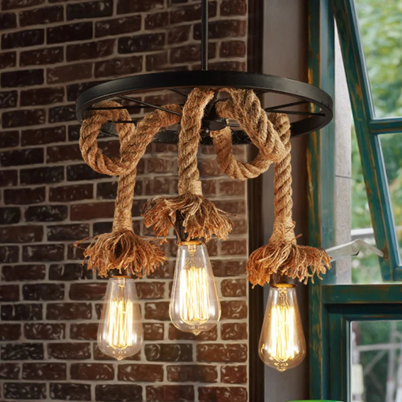 YNDD Lot 2 Lampes Suspendues Rotin Boho 30cm - Lustre Corde Chanvre Réglable - Luminaire Vintage