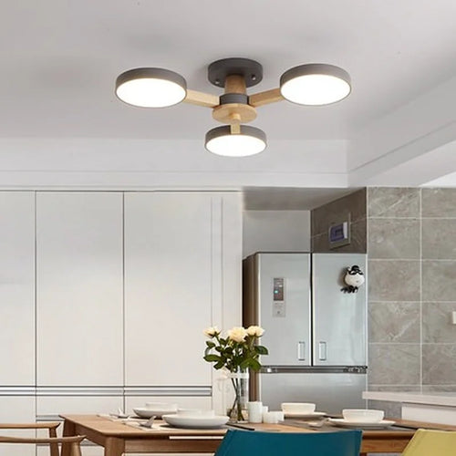 plafonnier led en bois pour une ambiance chaleureuse et moderne - vue 4 sur 6