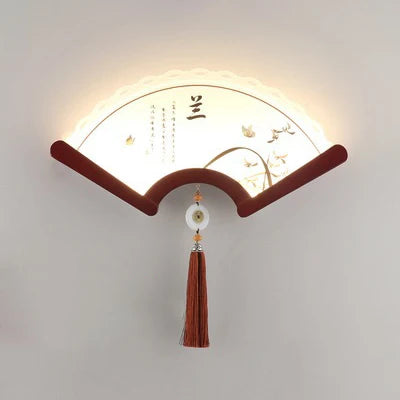 applique murale en bois éventail style rétro japonais à LED - vue 14 sur 18