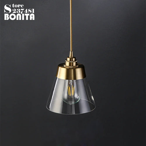 suspension rétro en laiton et verre design élégant et luxueux - vue 2 sur 9