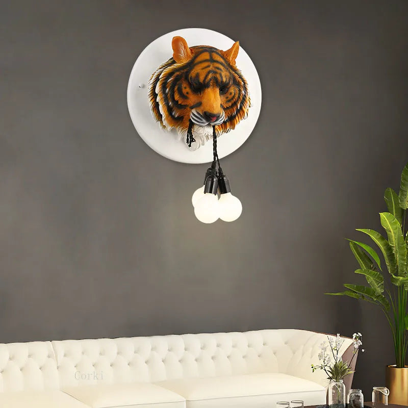 applique murale nordique en résine motif tigre design italien lumineux - vue 3 sur 10
