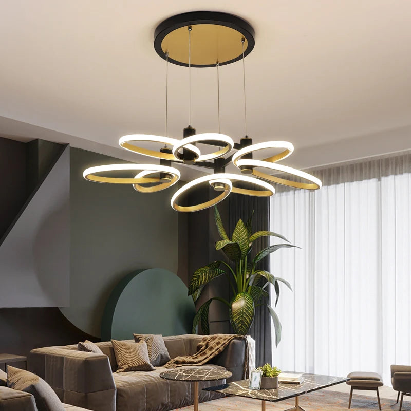 plafonnier moderne en pétale d'or pour intérieur décoratif - vue 6 sur 12