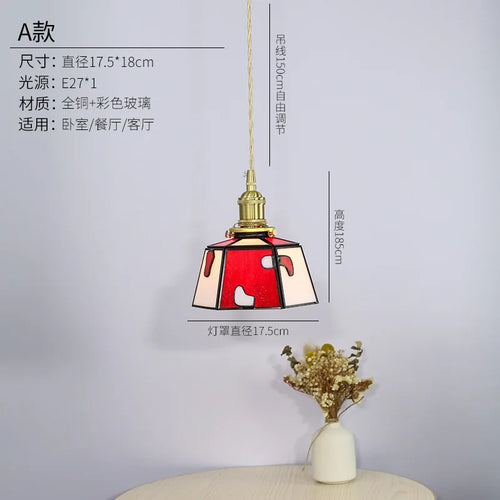 suspension rétro en verre teinté style japonais pour décoration intérieure