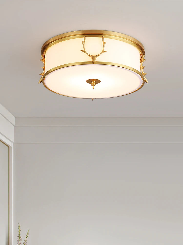 Living room, bedroom lamp, all copper, post-modern light luxury led ceiling lamp, American study, Nordic simple brass lamp - vue 2 sur 5