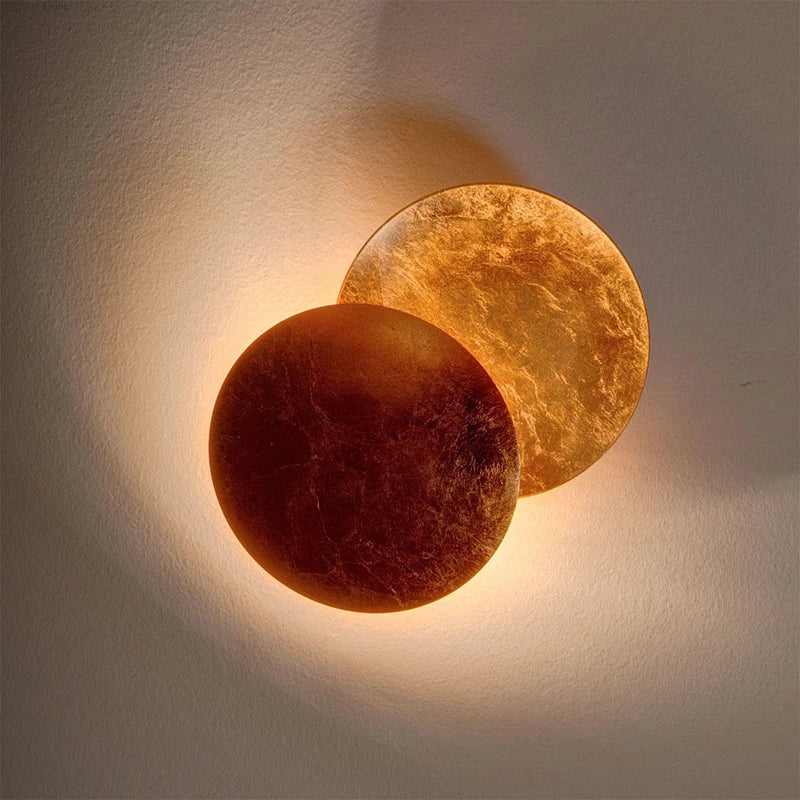 Applique LED ronde or cuivre moon eclipse