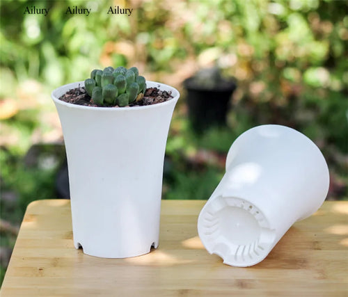 plante succulente pot en plastique épais style vintage rond - vue 3 sur 7