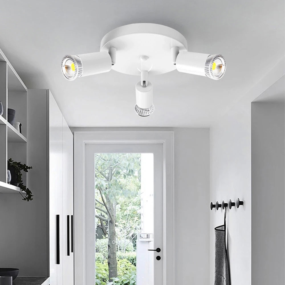 plafonnier led rotatif réglable noir/blanc/argent - vue 5 sur 9