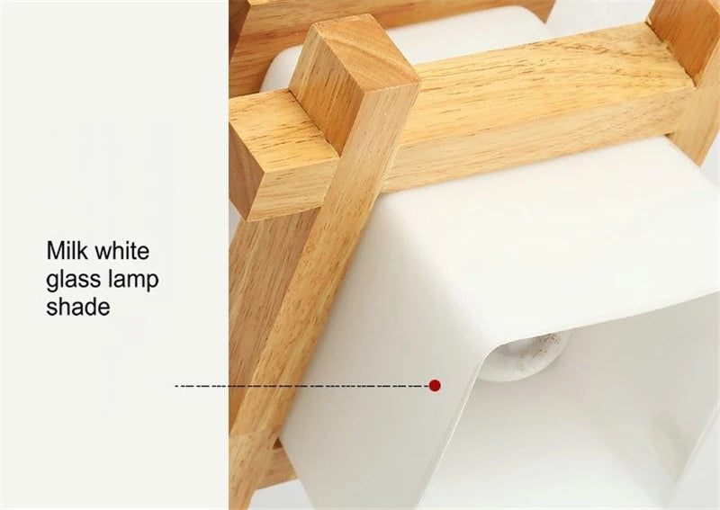 plafonnier japonais en verre et bois pour intérieur moderne - vue 5 sur 8