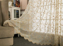 Rideau transparent brodé motif floral style rétro salon