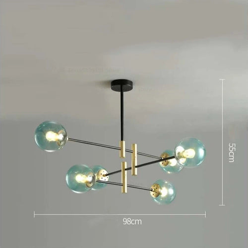 lustre led moderne boule de verre nordique luminaires créatifs - vue 9 sur 18