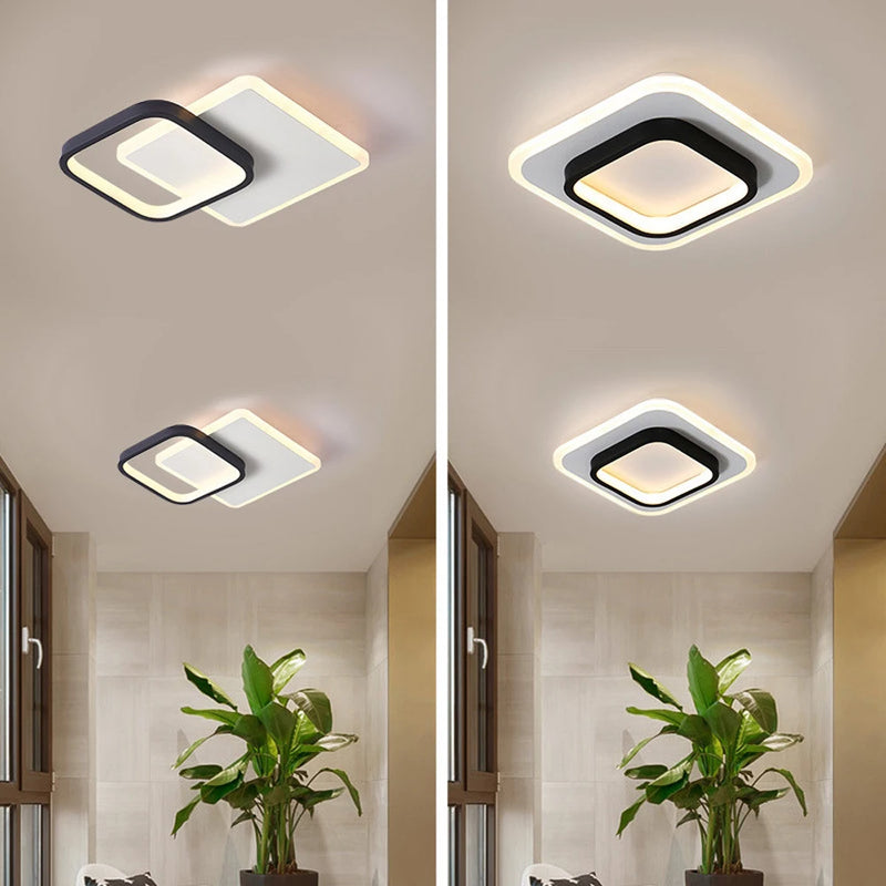 lustre led allée plafonnier noir blanc