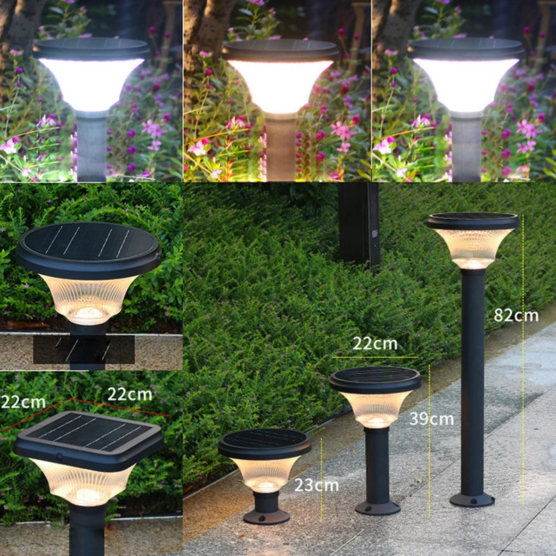 Lampe de pelouse solaire extérieure LED lampe de stigmatisation rougeoyante sans électricité couloir de jardin moderne terrasse ronde lumières de pelouse imperméables - vue 4 sur 18