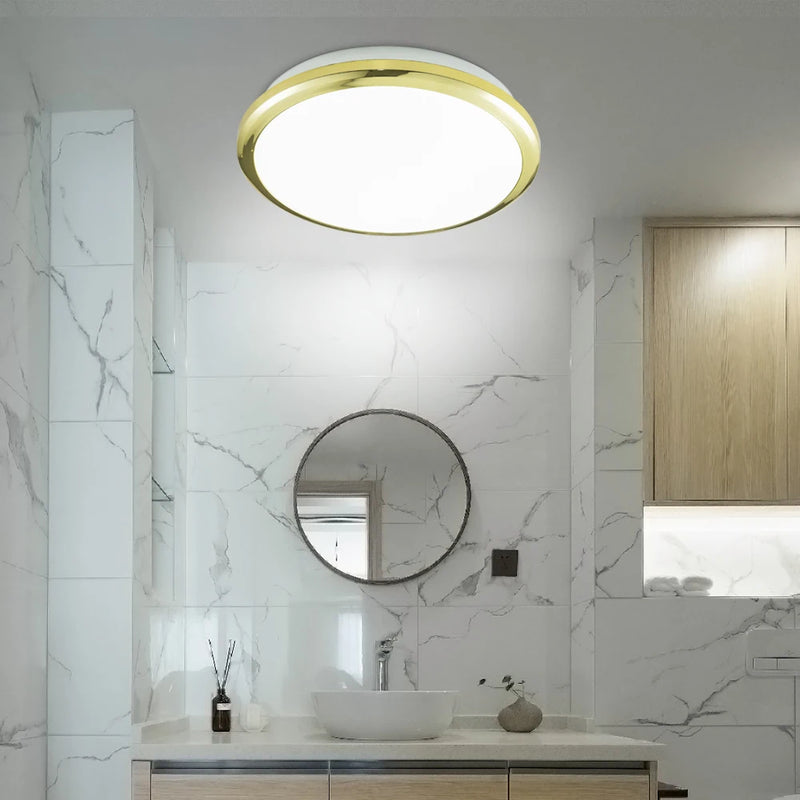 Zerouno plafond moderne à LEDs lumière étanche salle de bains lampe ronde salle de bain toilette 30W capteur de mouvement intérieur de la maison noir brillant
