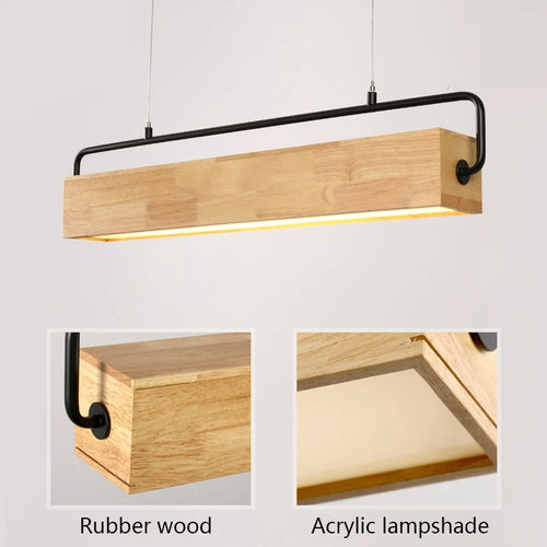 lampes suspendues nordiques en bois led modernes - vue 5 sur 7