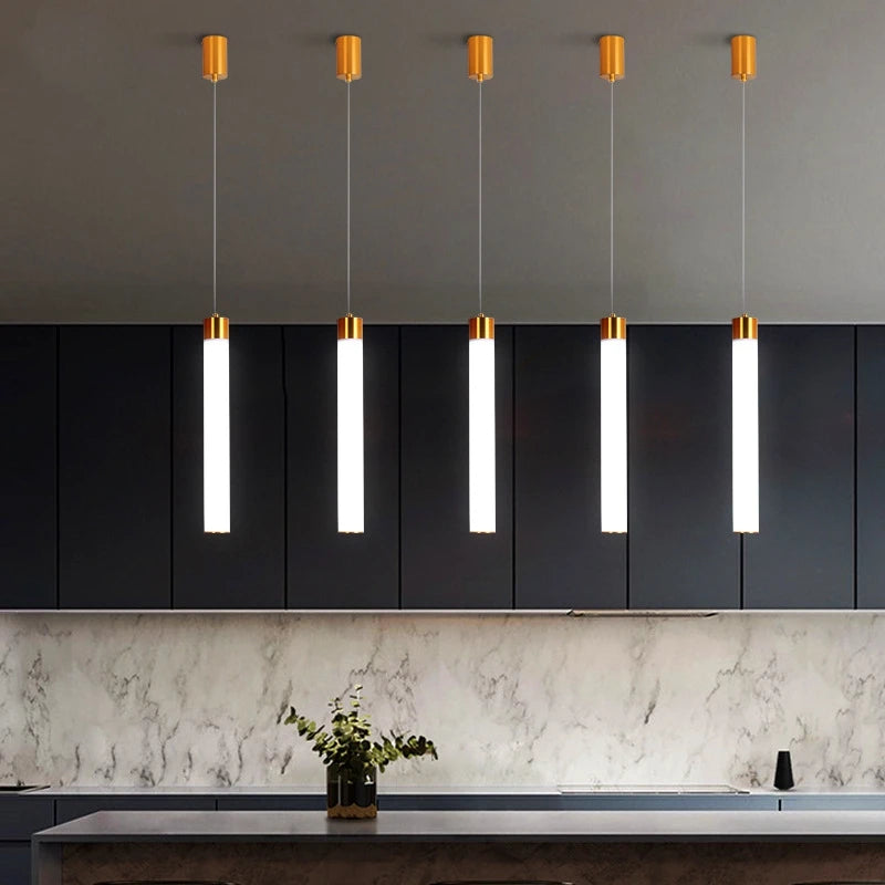 suspension acryliques long tube led nordique minimaliste