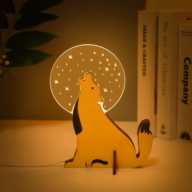 Lampe à poser Animaux LED veilleuse bois acrylique Table USB lumières décorer pour enfants bébé enfants lampe de chevet pélican Sirius baleine Toucan