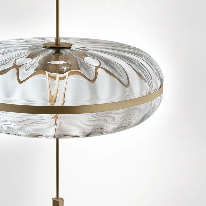 Jolie suspension design post-moderne réplique eau ondulation ovale verre suspension luxe salle à manger loft style lumière - vue 7 sur 7