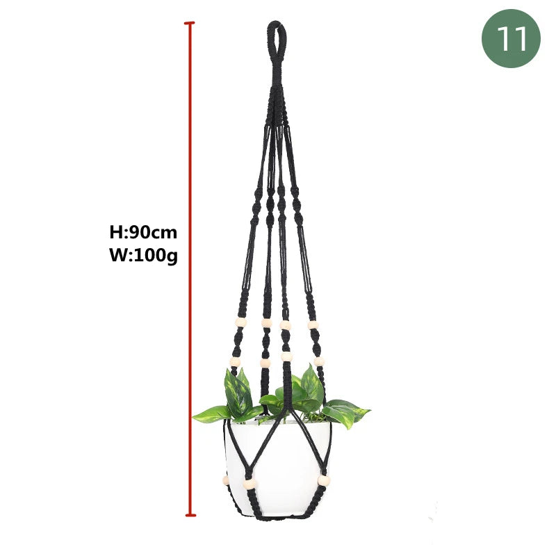 paniers suspendus en macramé pour plantes et décoration - vue 17 sur 30