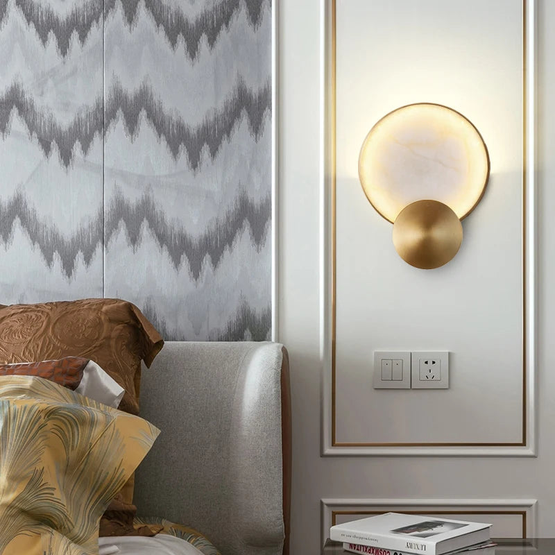 applique murale led ronde en marbre naturel design moderne pour intérieur - vue 4 sur 7