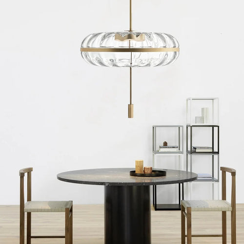 Jolie suspension design post-moderne réplique eau ondulation ovale verre suspension luxe salle à manger loft style lumière