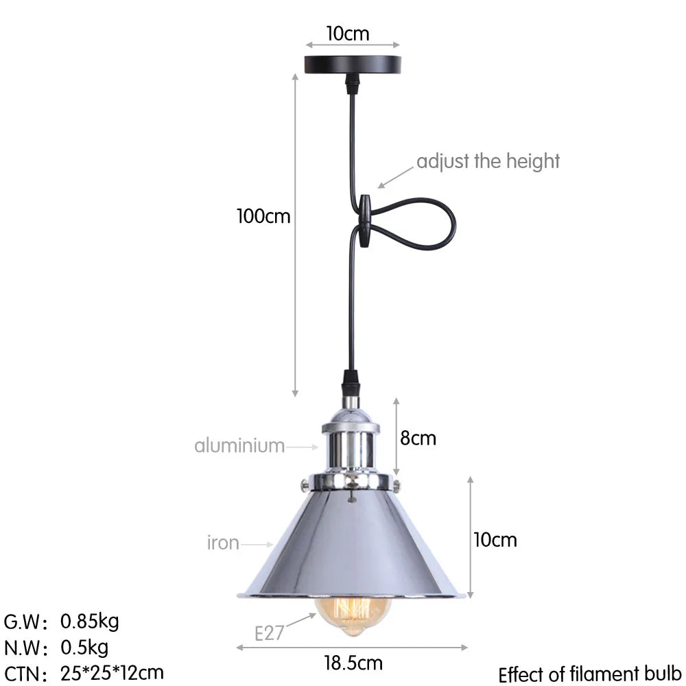 suspension vintage industrielle avec abat-jour en fer - vue 14 sur 14