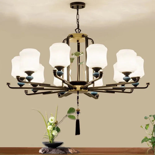 lustre moderne simple rétro avec lumières led élégantes - vue 2 sur 9