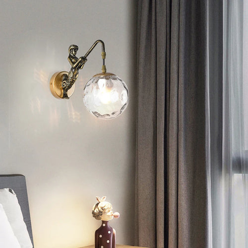 applique murale style européen rétro boules de verre créative bronze doré - vue 5 sur 10