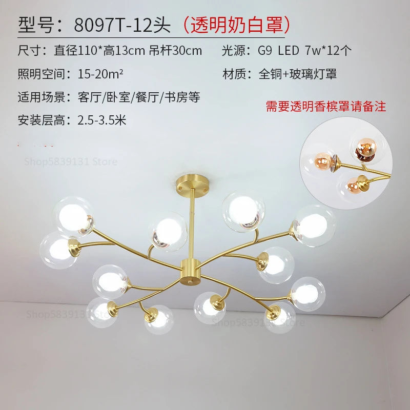 lustre led moderne nouvelle lampe suspension moléculaire nordique - vue 10 sur 14