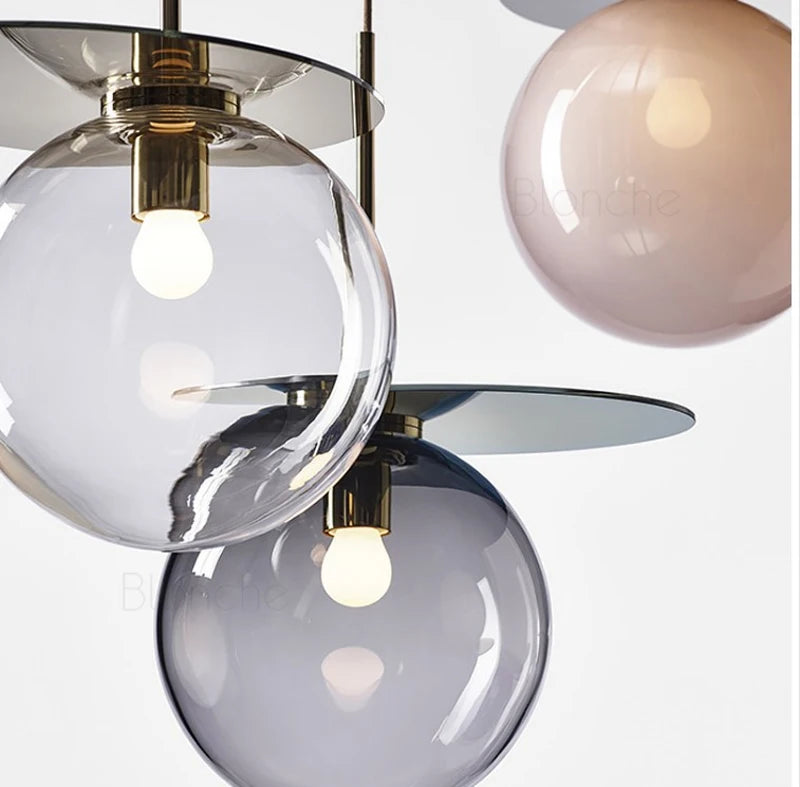 suspension moderne en verre avec éclairage led nordique - vue 5 sur 11