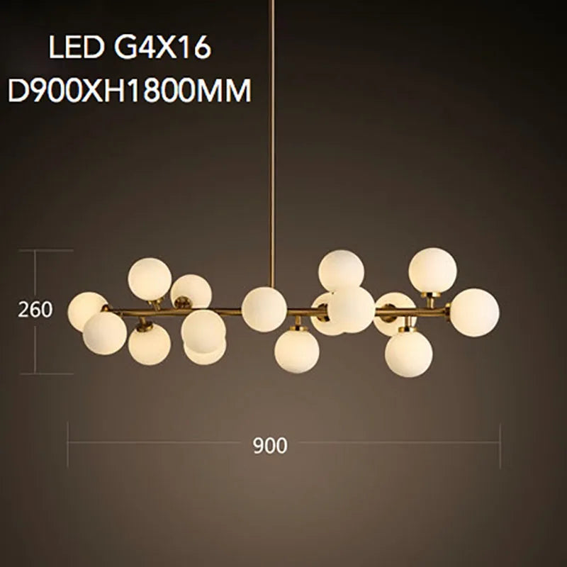 lustre doré avec Boule de verre corps doré créative - vue 6 sur 7