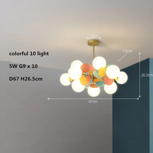 lustre led globe en verre acrylique coloré pour enfants - vue 16 sur 24
