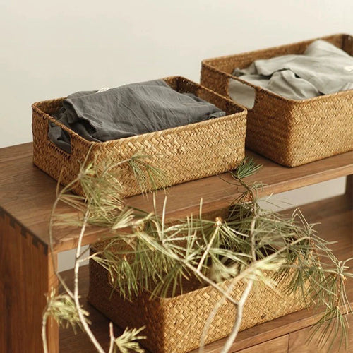panier en jonc de mer tissé pour fruits et rangement - vue 3 sur 10